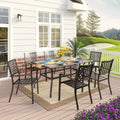 MF Studio 7-Piece Outdoor Patio Dining Set with 6 Pieces Armchairs and 1 Piece Rectangular Table, Black