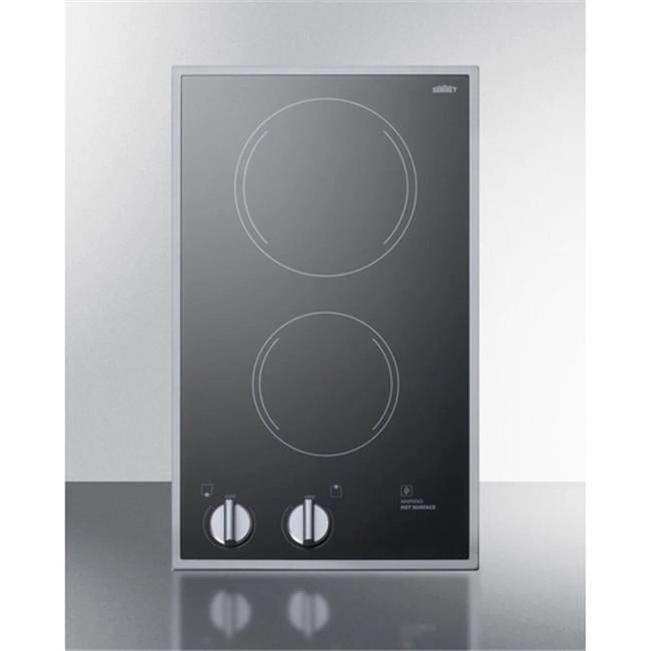 Summit Appliance 3 x 11.88 x 19.75 in. 230V 2-Burner Radiant Cooktop Ceramic Glass, Black
