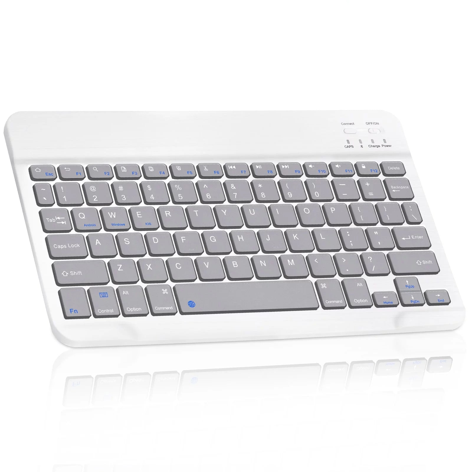 Ultra-Slim Bluetooth rechargeable Keyboard for Microsoft Surface Duo 2 and all Bluetooth Enabled iPads, iPhones, Android Tablets, Smartphones, Windows pc - Stone Grey