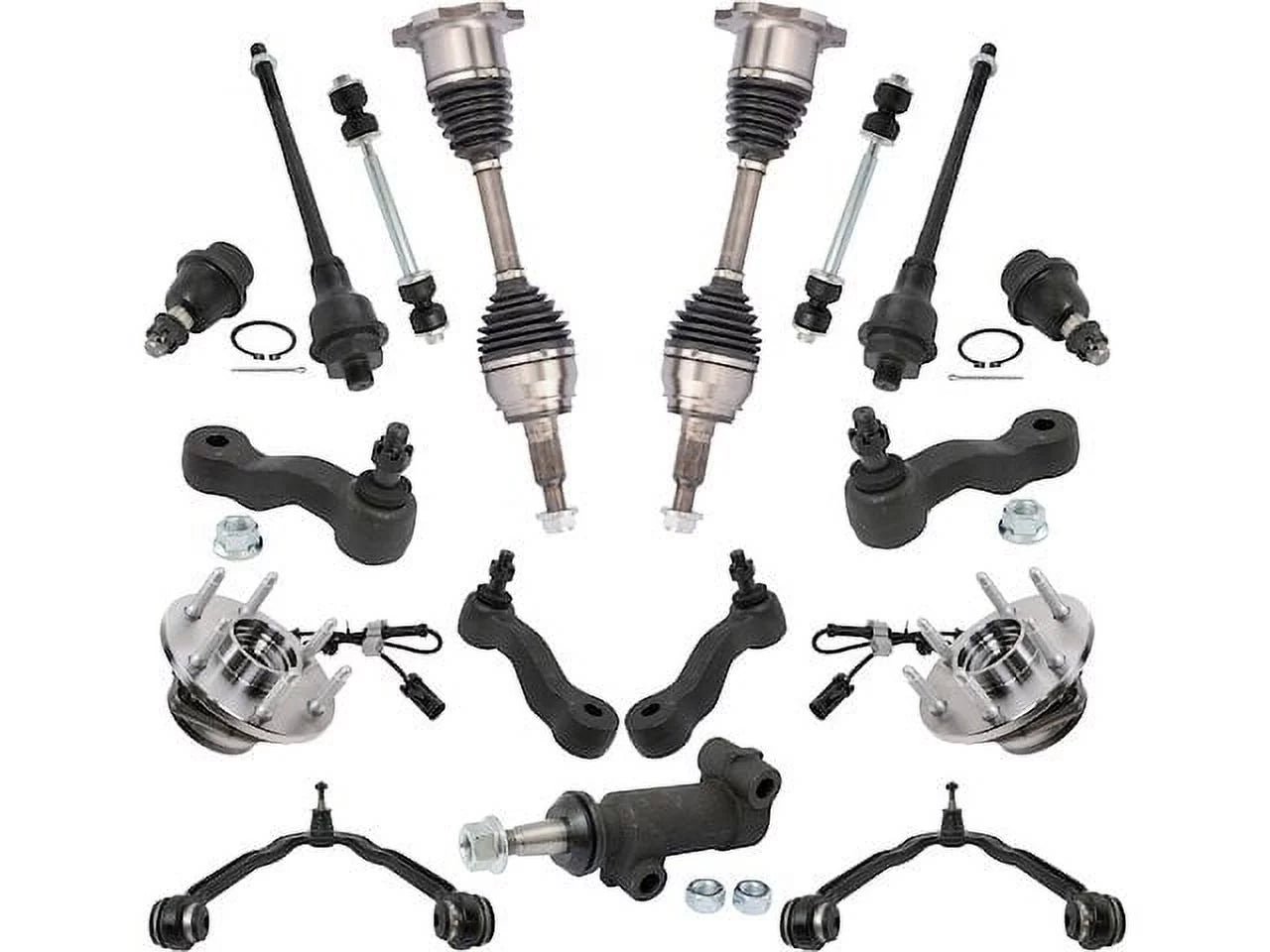 Front Axle Wheel Hub Control Arm Kit 17 Piece - Compatible with 2002 - 2006 Cadillac Escalade EXT AWD 2003 2004 2005