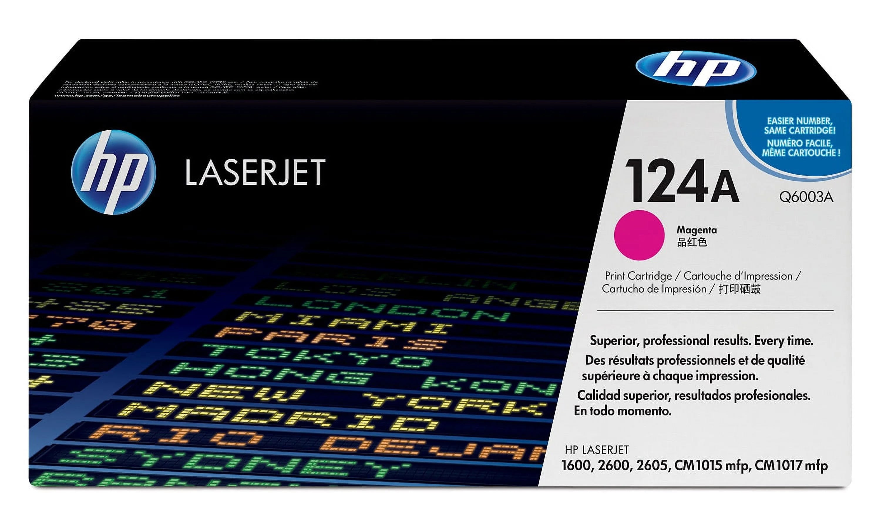 HP 124A Magenta Original LaserJet Toner Cartridge, ~2,000 pages, Q6003A