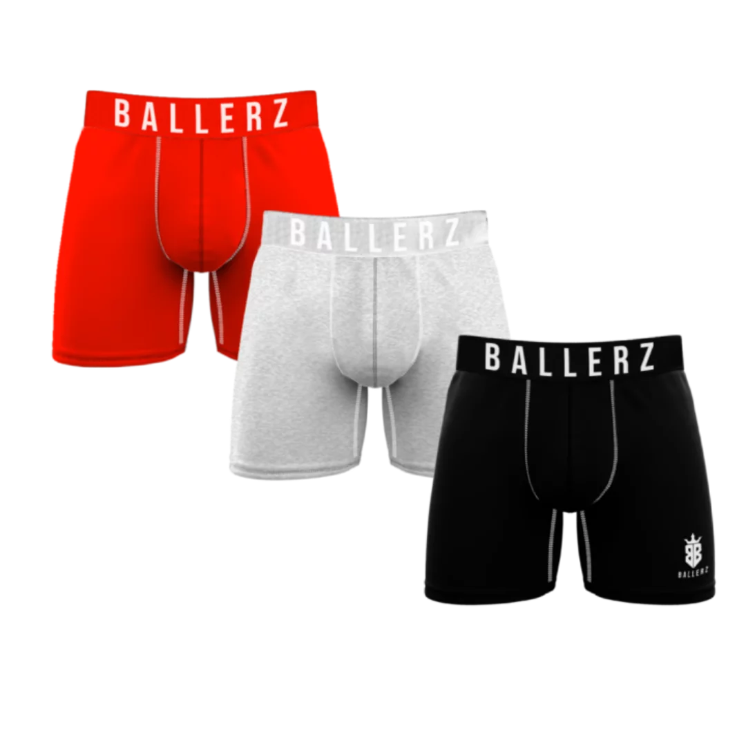 Ballerz No Fly Ball Hammock Underwear for Men, 3 Pack | Anti Chafing Men¡¯s Boxer Briefs with Pouch for Balls and Support | Cooling Moisture Wicking American Made Athletic Boxer Briefs for Men