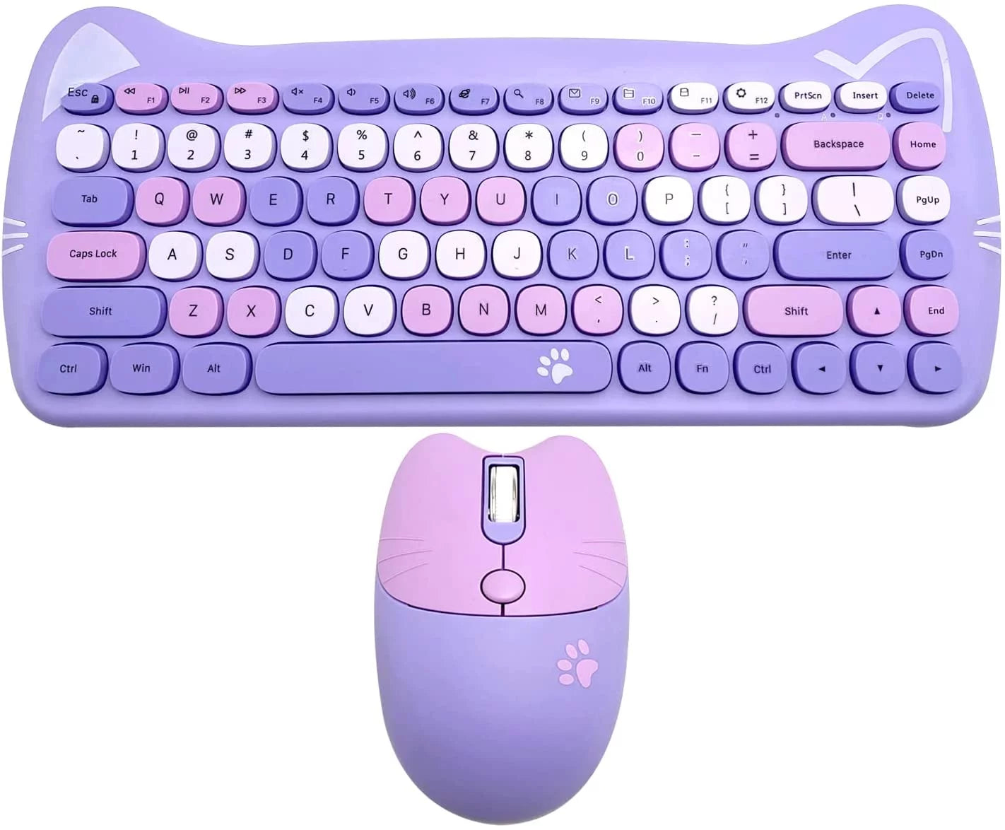 Mouse and Keyboard, Cute Cat Keyboard Mouse Combo for Girl Gift,2.4G Cordless Computer e with USB