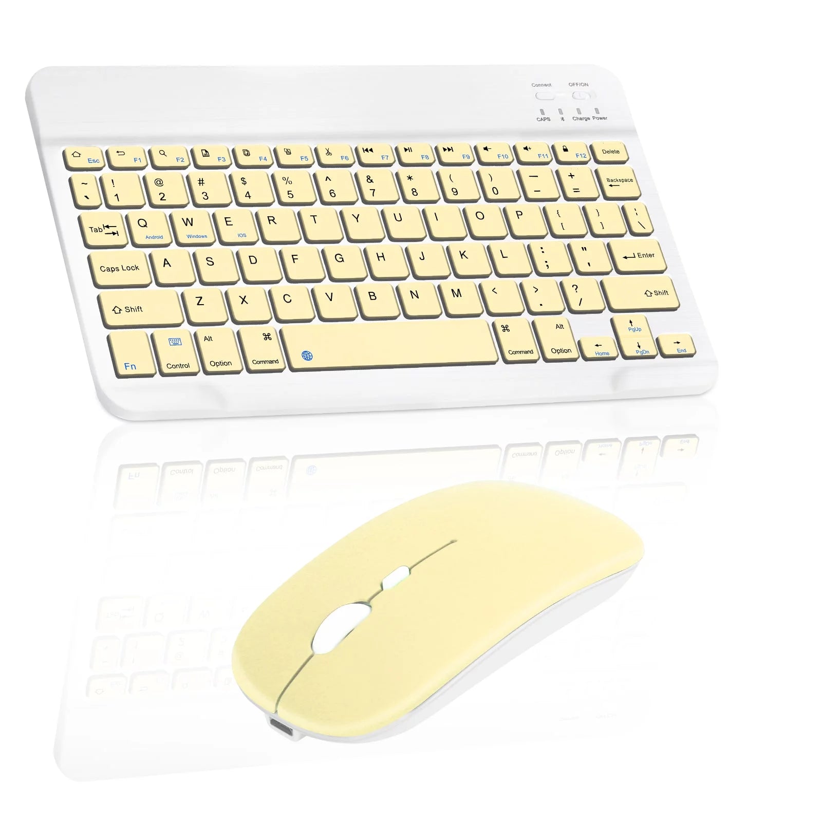 Rechargeable Bluetooth Keyboard and Mouse Combo Ultra Slim Full-Size Keyboard and Ergonomic Mouse for ?SAMSUNG TU-7000 TV and All Bluetooth Enabled Mac/Tablet/iPad/PC/Laptop -Banana Yellow