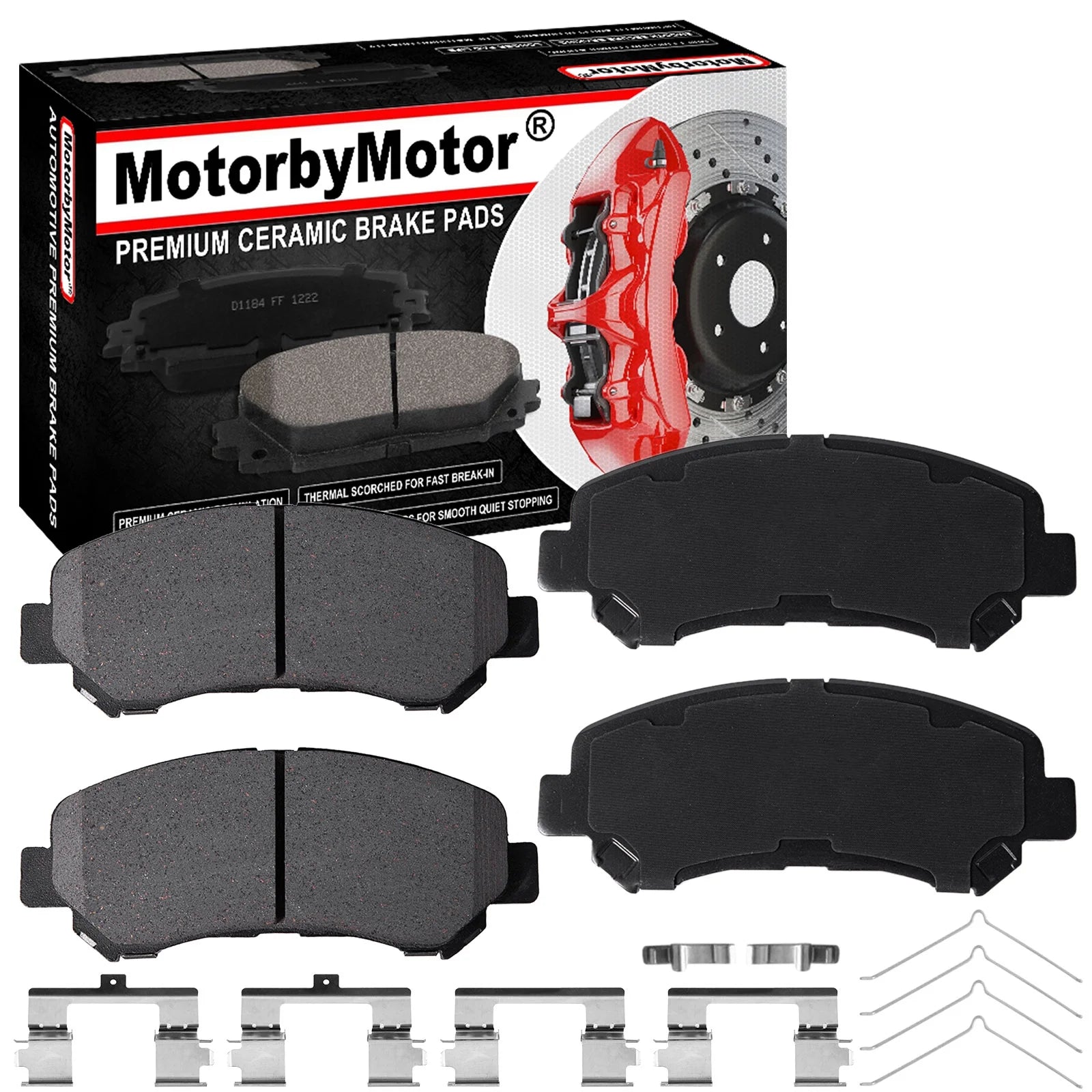Front Ceramic Brake Pads w/Hardware Kits Fits for Nissan Juke Maxima Sentra Rogue Select-Low Dust Brake Pad-4 Pack Fits select: 2009-2014 NISSAN MAXIMA S/SV