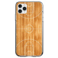 DistinctInk Clear Shockproof Hybrid Case for iPhone 12 / 12 PRO (6.1 Screen) - TPU Bumper, Acrylic Back, Tempered Glass Screen Protector - Basketball Court Layout - Show Your Love of Basketball