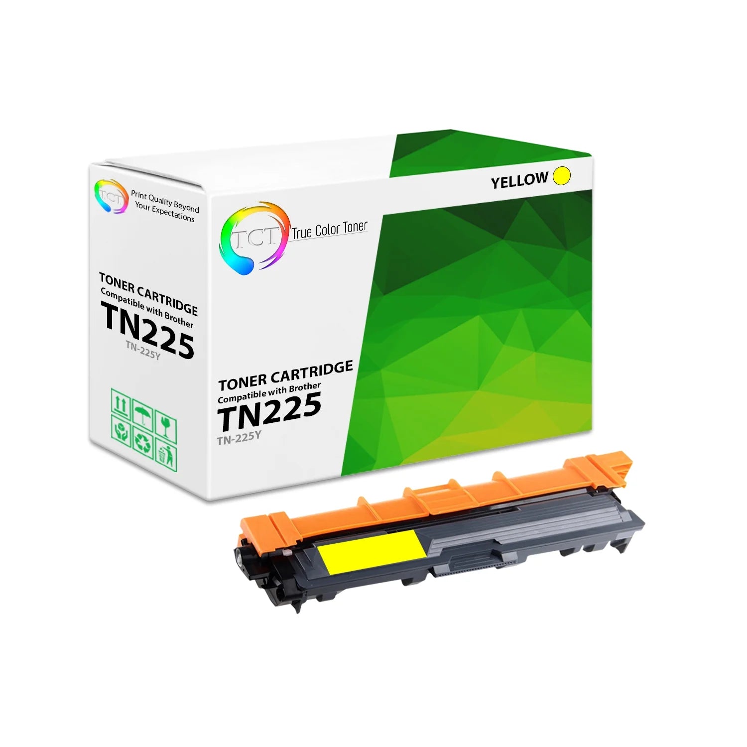 TCT Compatible High Yield Toner Cartridge Replacement for the Brother TN225 Series - 1 Pack Yellow