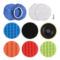 Pinnaco 5-inch Car Polishing Pad Kit with Shaft Self-Adhesive Disc, 11 PCS Foam Buffing Waxing Bonnet Pads, Cleaning Pad for Automotive Household Bathroom Kitchen