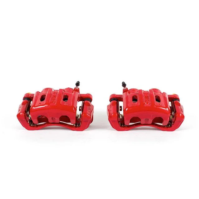 Power Stop Front Pair of Red Powder Coated Calipers S4670 Fits 2004 Dodge Ram 1500