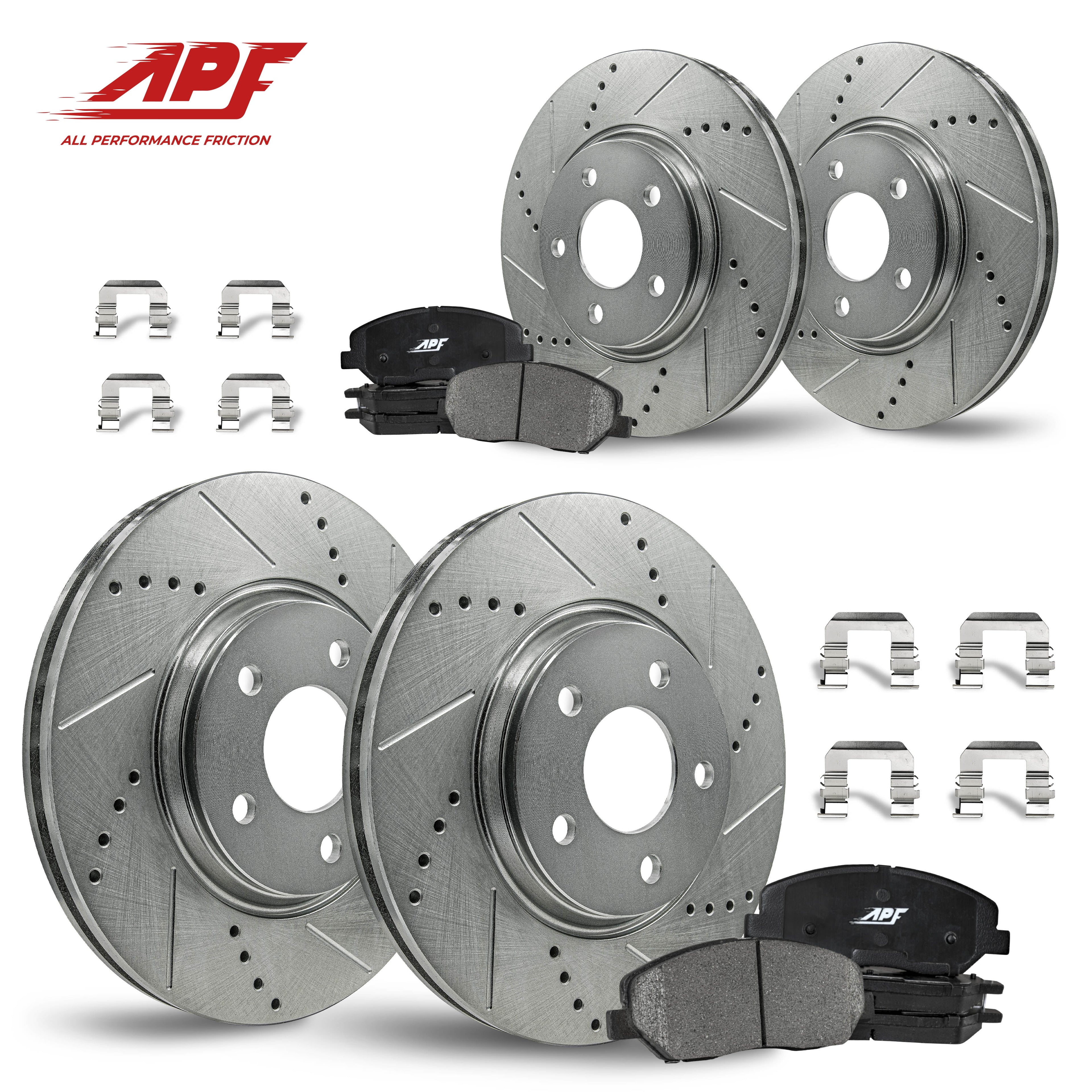 Front+Rear Drill/Slot Zinc Brake Rotors Ceramic Pads for Toyota Highlander 08-13