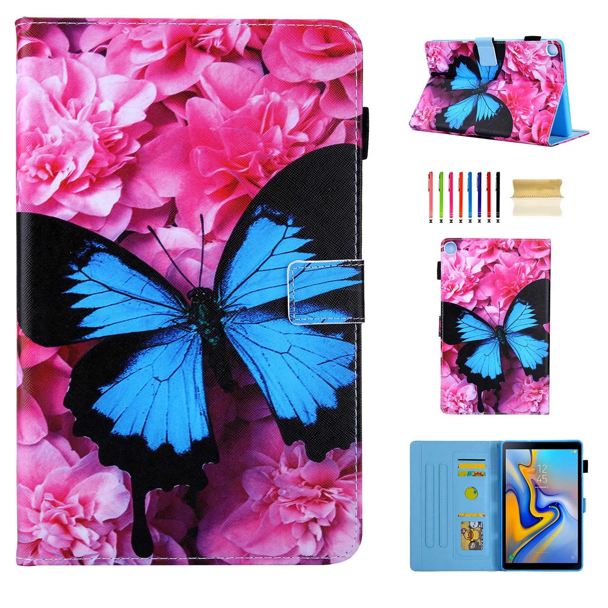 Dteck Case for Samsung Galaxy Tab A 8.4 SM-T307 (2020 Released), Magnetic Cute Pattern Flip Leather Wallet Card Holder Cover Folio Protective Kickstand Cover ,Blue Butterfly