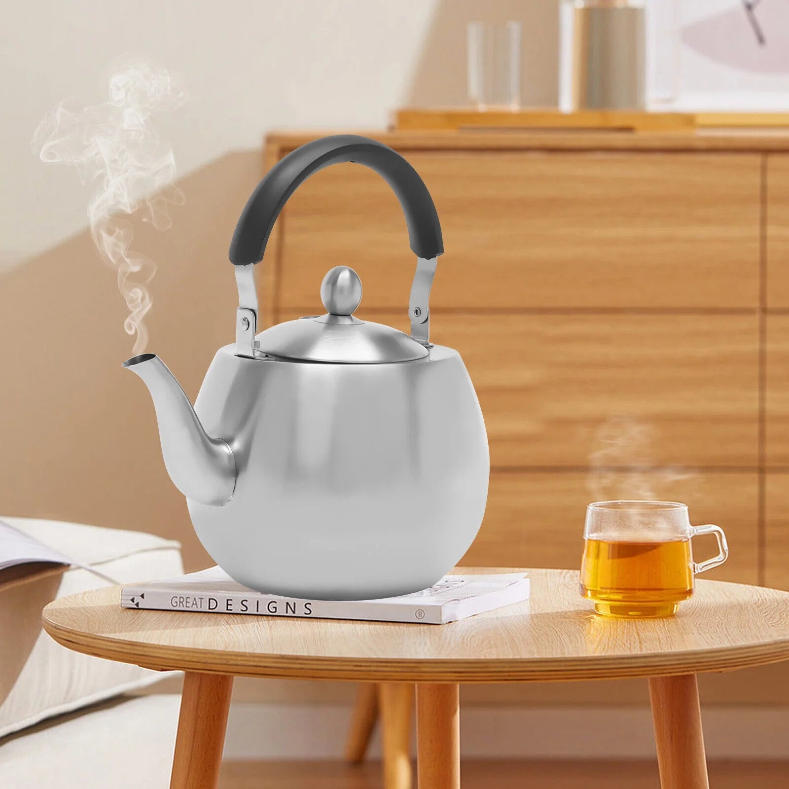 FETCOI 4L Stainless Steel Kettle Hot Kettle Teapot Kitchen Gadgets Coffee Pot Long Type