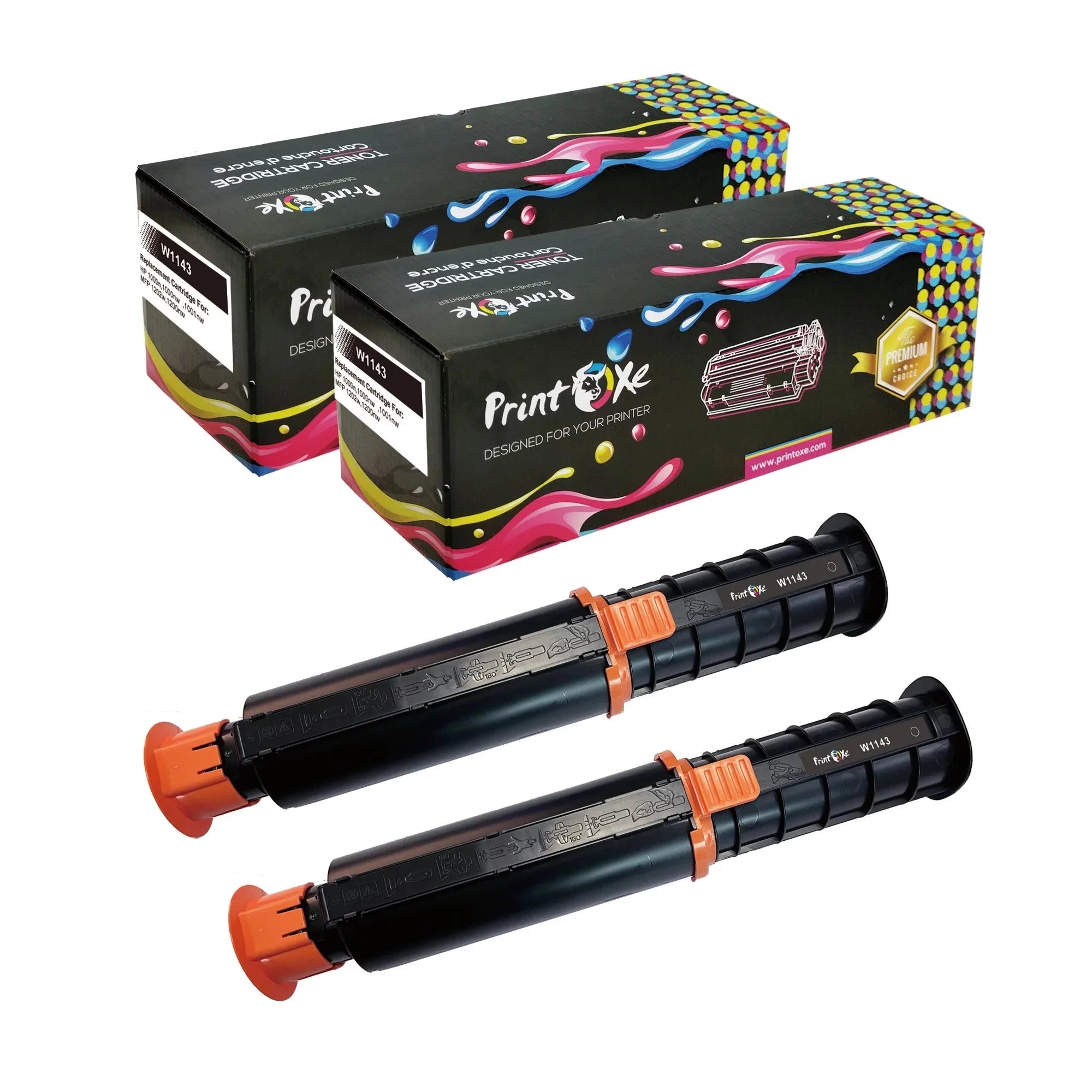 143A / W1143 / W1143Ad Compatible 2 Toner Cartridges for HP Neverstop Printers 1000n / 1000nw / 100nw and MFP 1202w / 1200nw