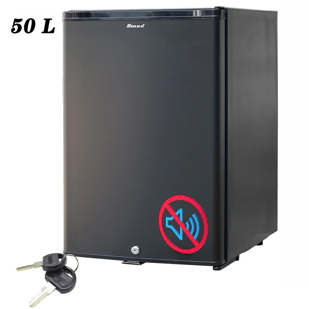 Smad Mini Fridge with Lock Compact Refrigerator for Bedroom Dorm Office No Noise 12V/110V Black