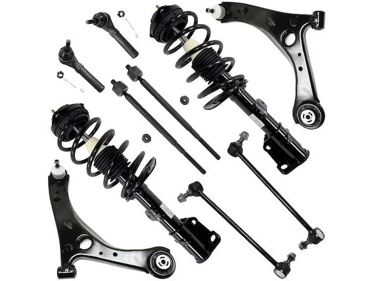 Front Strut Coil Spring Control Arm Tie Rod Kit - Compatible with 2008 - 2014 Chrysler Town & Country 2009 2010 2011 2012 2013
