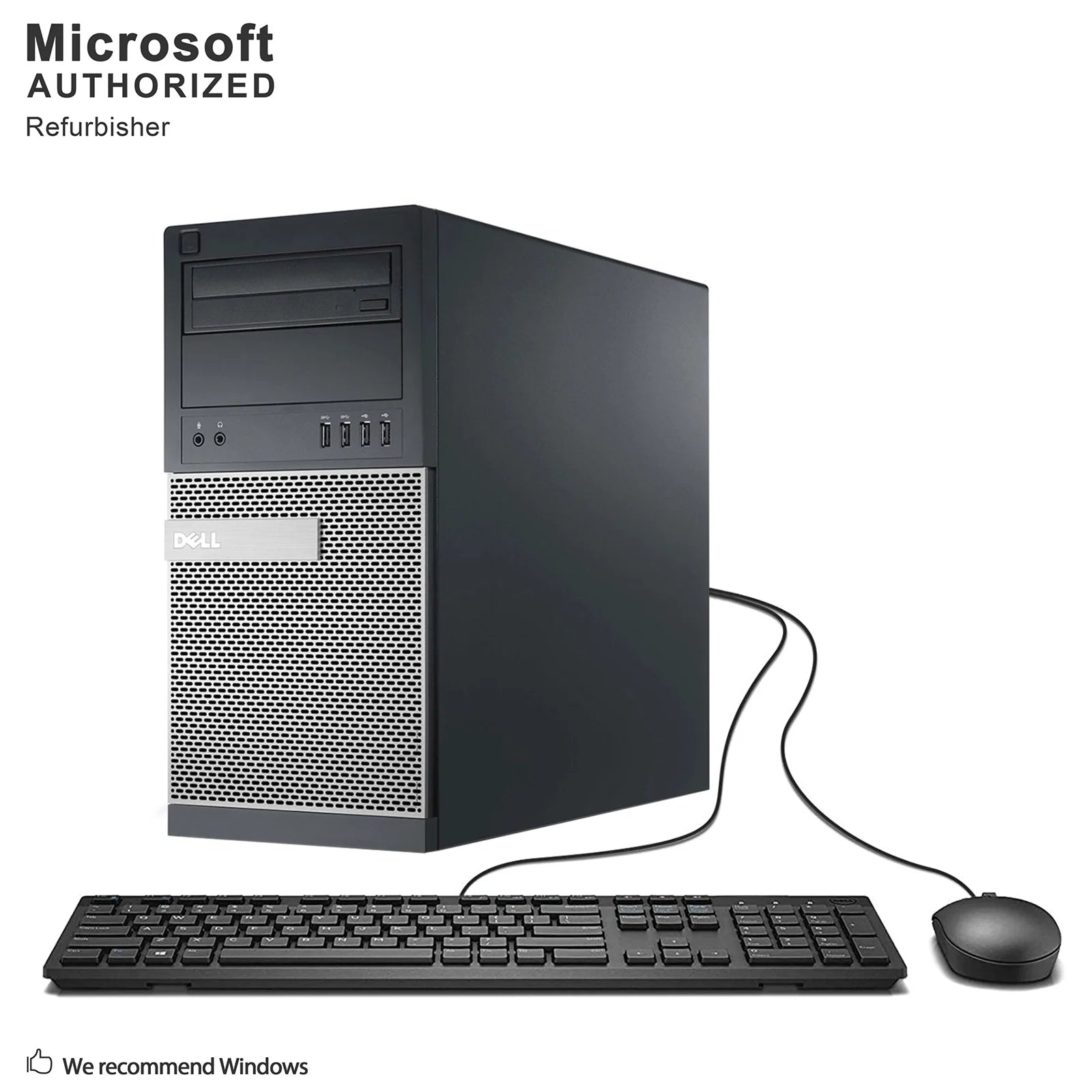 Dell OptiPlex 990 Tower Desktop PC, Intel Quad Core I7-2600 3.4Ghz, 16G DDR3, 512G SSD, VGA, DP, WiFi, Bluetooth, Mouse and Keyboard, DVDRW, Windows 10 Pro 64 Bit Used Grade A
