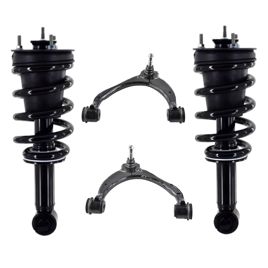 Set of 4 Front Upper Control Arm Ball Joint-Quick Complete Strut-Coil Spring Assembly For 2014-2018 Chevrolet Silverado 1500 Standard Cab Pickup