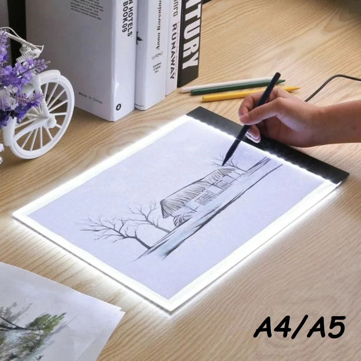 A4/A5 Ultra-Thin Tracing Light Box, Portable LED Copy Board Light Pad, Adjustable USB Powered Rechargeable Artcraft Trace Light Up Pad for Tattoo Drawing, Streaming, Sketching, Diamond Painting...