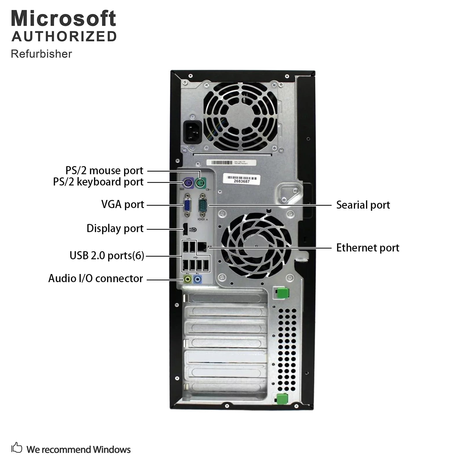 HP Elite 8200 TOWER PC, Intel Quad Core i7-2600 3.40GHZ, 16G DDR3, 128 GB SSD + 1TB, DVD, VGA, DP, BT, WIFI, Windows 10 Pro 64 Bit-Multi-Language(EN/ES/FR) Used Grade A