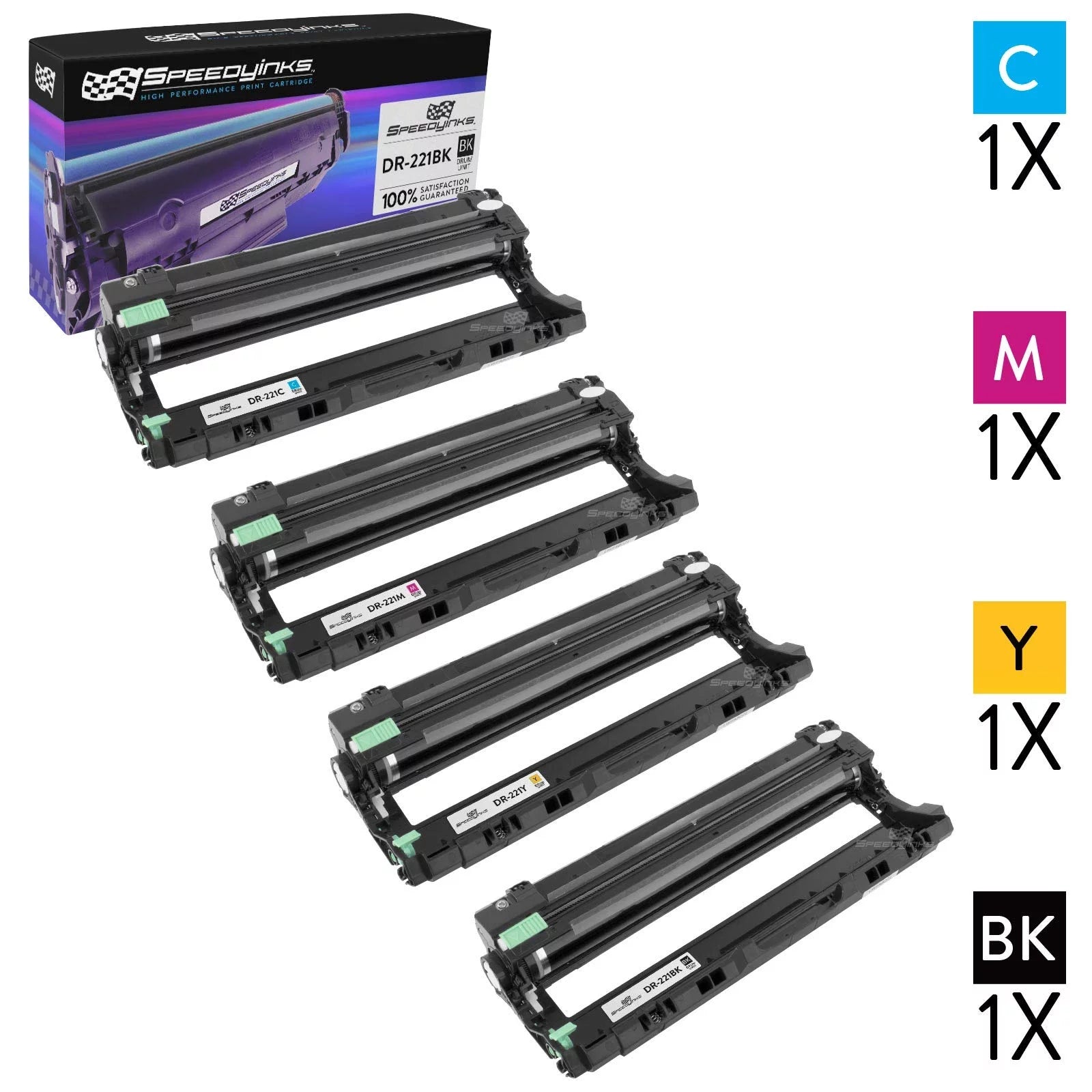 Speedy Inks Compatible Drum Unit Replacement for Brother DR221 (1 Black, 1 Cyan, 1 Magenta, 1 Yellow, 4-Pack)