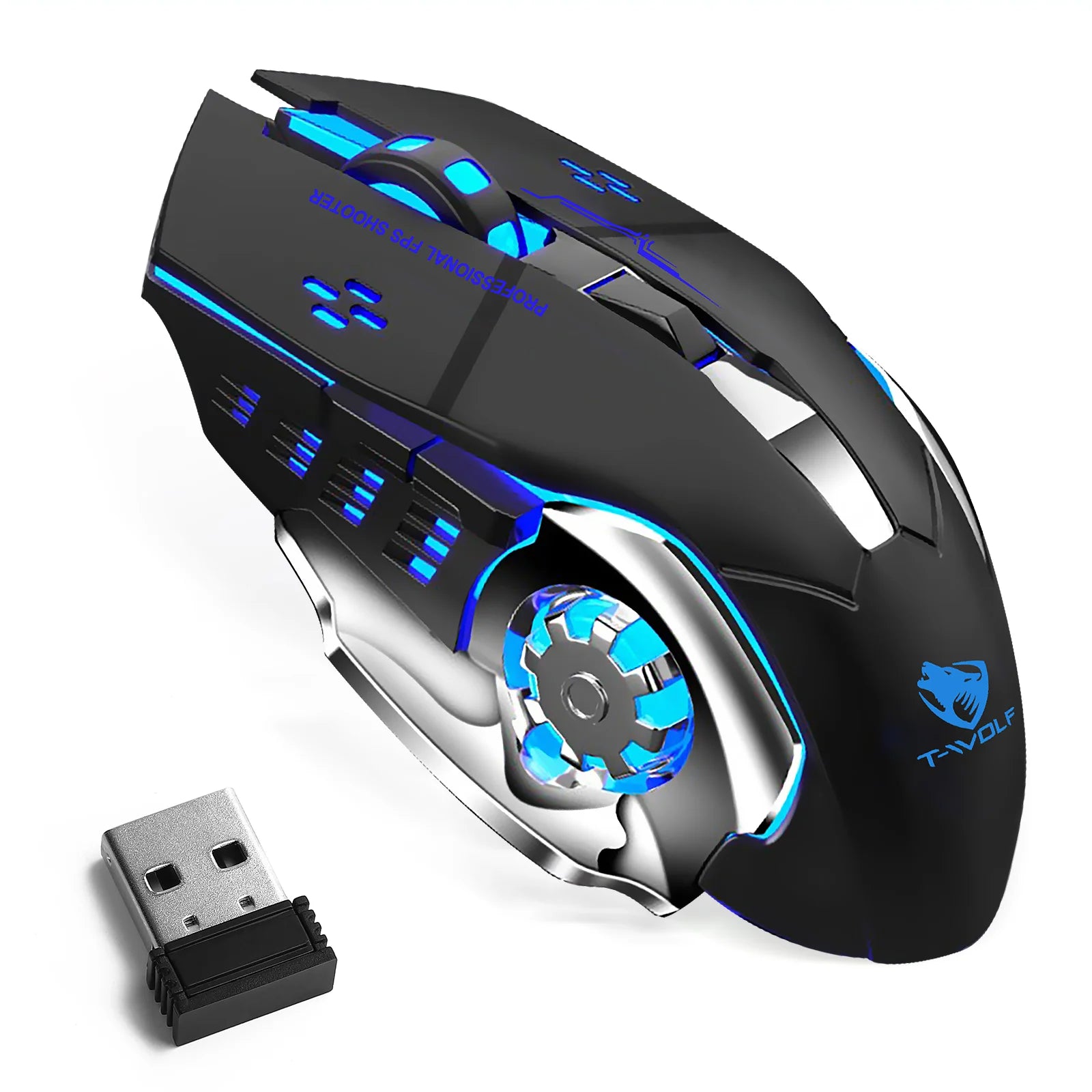Rechargeable Wireless Bluetooth Mouse Multi-Device (Tri-Mode:BT 5.0/4.0+2.4Ghz) with 3 DPI Options, Ergonomic Optical Portable Silent Mouse for MediaPad M3 8.4 Blue Black
