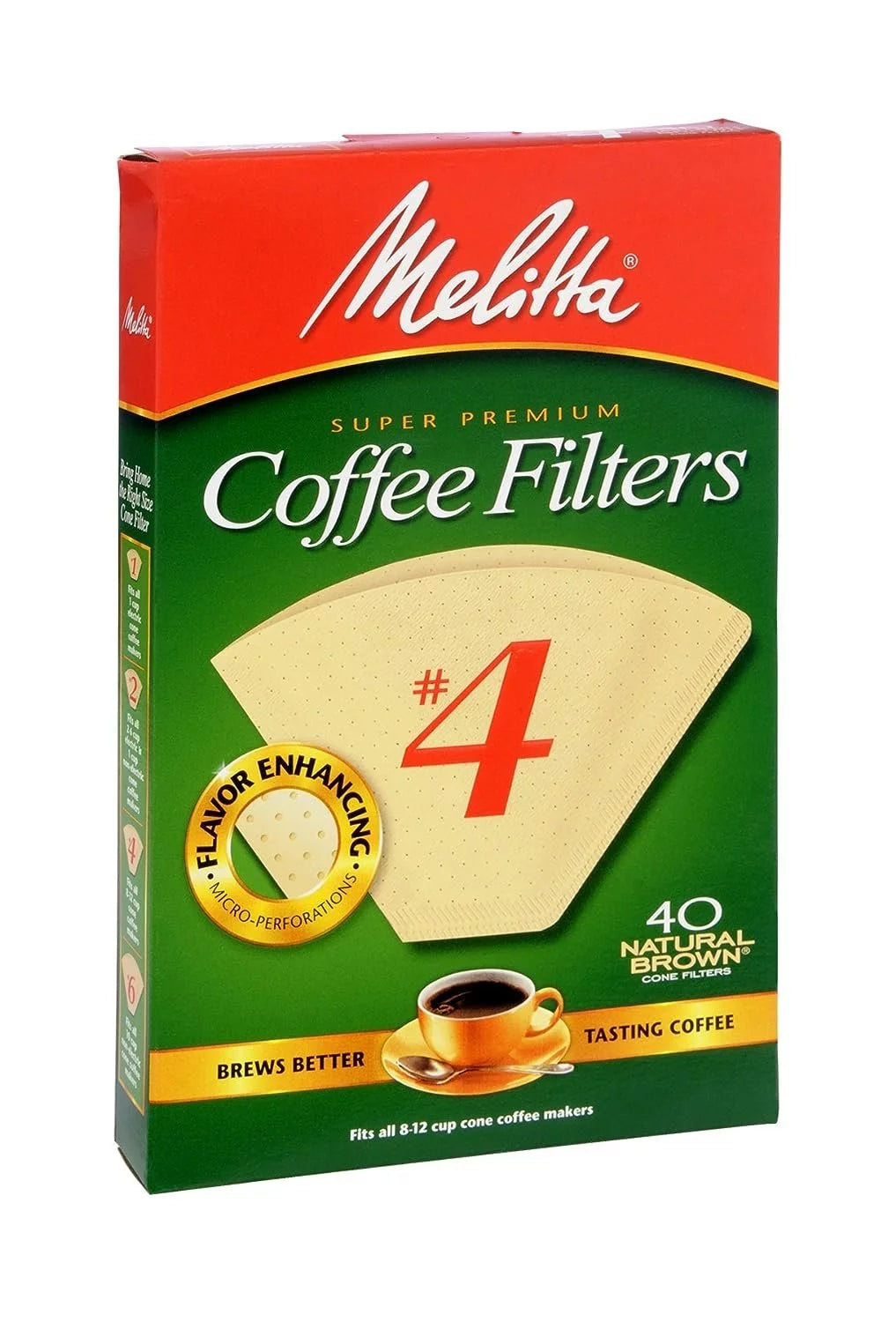 Melitta Super Premium #4 Natural Brown Coffee Filters, 40 ct Pack of 6