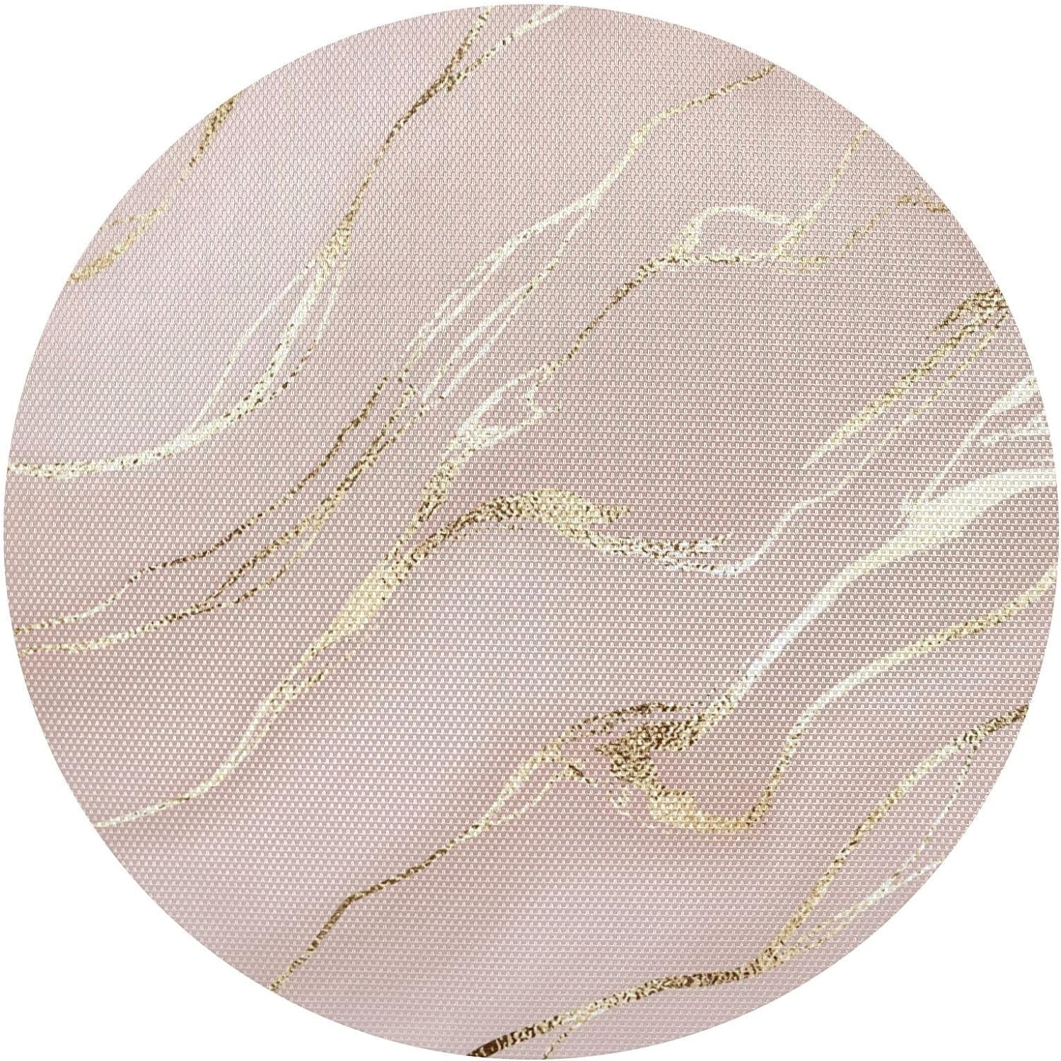 Hidove Rose Gold Marble Ripple Placemats Round Table Mats Non-Slip Washable Heat Resistant Kitchen Place Mat for Home Dining Coffee Tabletop Decoration (4PCS)