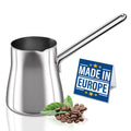 CRYSTALIA Turkish Coffee Pot 18/10 Stainless Steel, Stove Top Tea Maker, Milk Warmer, Greek Arabic Coffee Cezve Briki for Cooking, Chocolate Heater, Butter Melting Cup, 15 oz Coffee Server