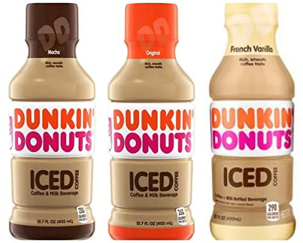 Dunkin Donuts Iced Coffee Pack 13.7 Fl , 2 Mocha, 2 Original, 2 French Vanilla Total 6 Bottles 13.7 Fl (Pack Of 6)