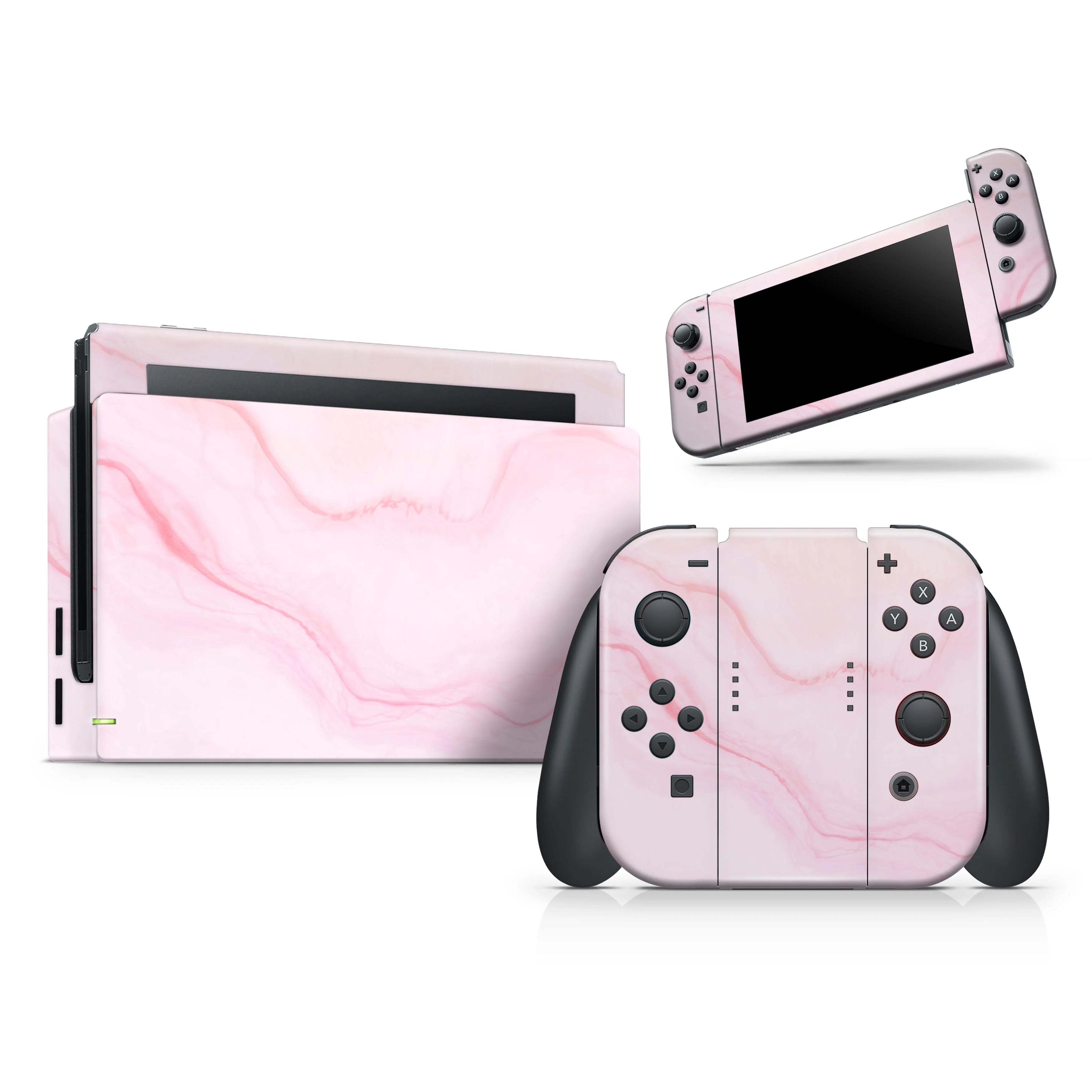 Design Skinz - Compatible with Nintendo Switch Console + Joy?Con - Skin Decal Scratch-Resistant Removable Vinyl Wrap Cover - Marble Surface V1 Pink