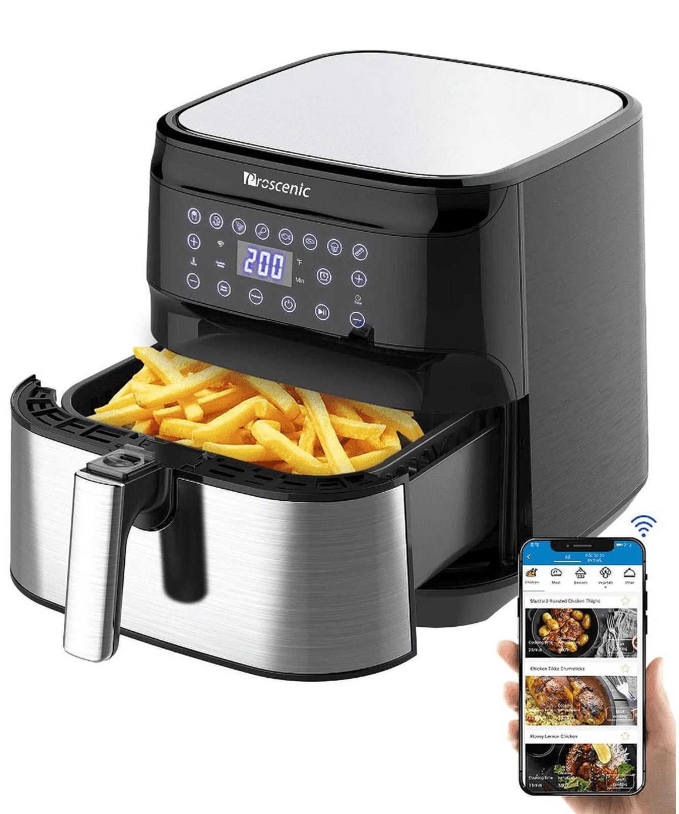 Open Box Proscenic T21 1700W Smart Air Fryer Oilless - BLACK