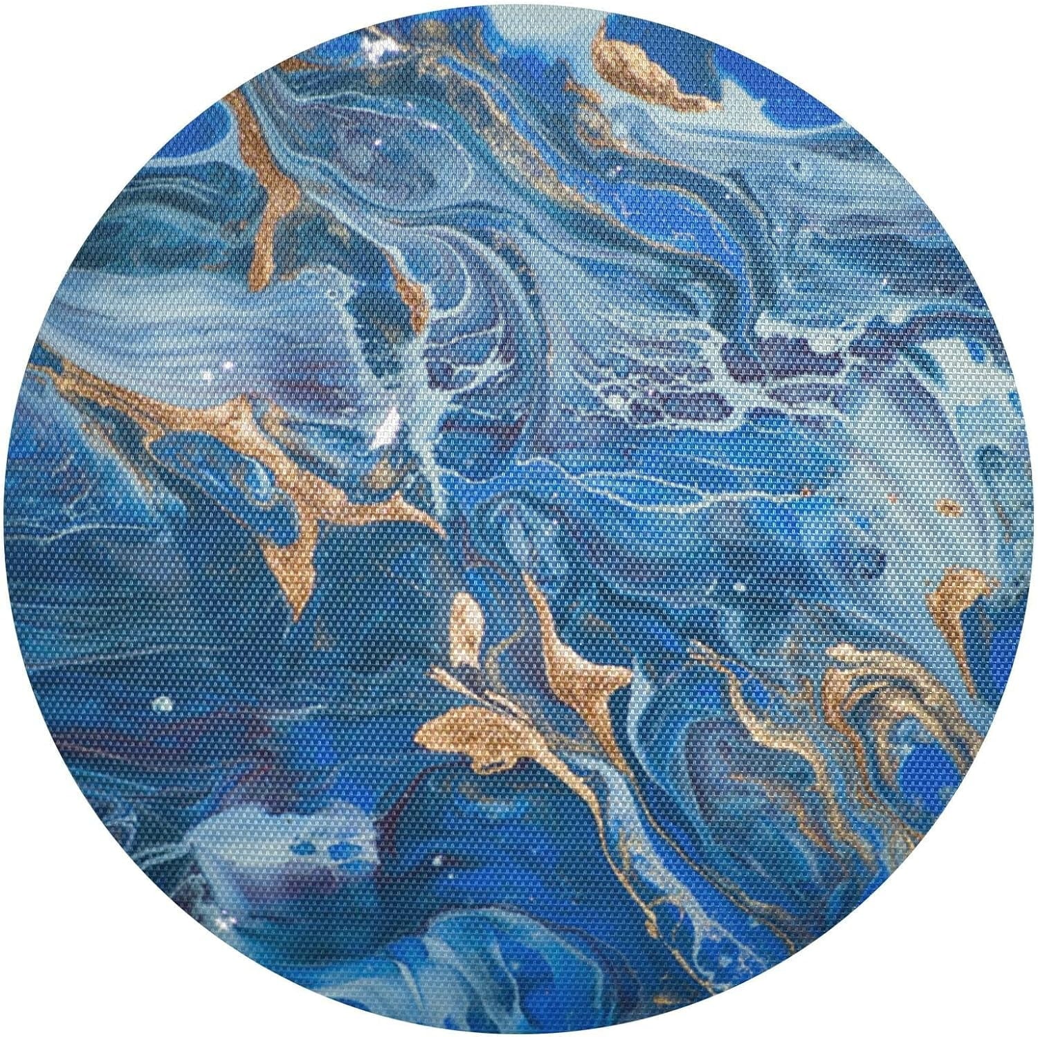 Water Ripple Dark Blue Placemats Round Table Mats Non-Slip Washable Heat Resistant Kitchen Place Mat for Home Dining Coffee Tabletop (6PCS) Home Decor