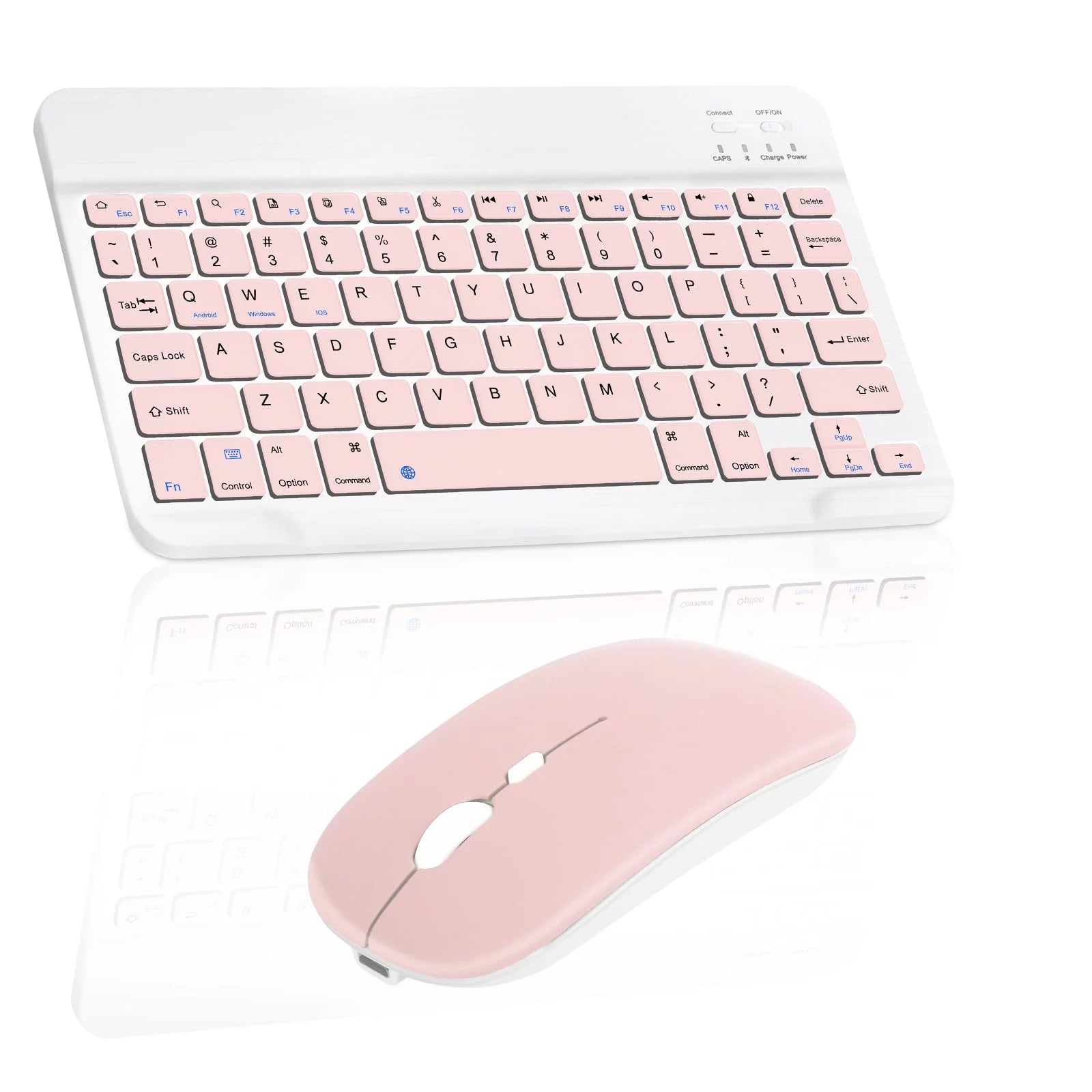 Rechargeable Bluetooth Keyboard and Mouse Combo Ultra Slim Full-Size Keyboard and Ergonomic Mouse for Dell Latitude 7000 7420 Laptop and All Bluetooth Enabled Mac/Tablet/iPad/PC/Laptop - Flamingo Pink