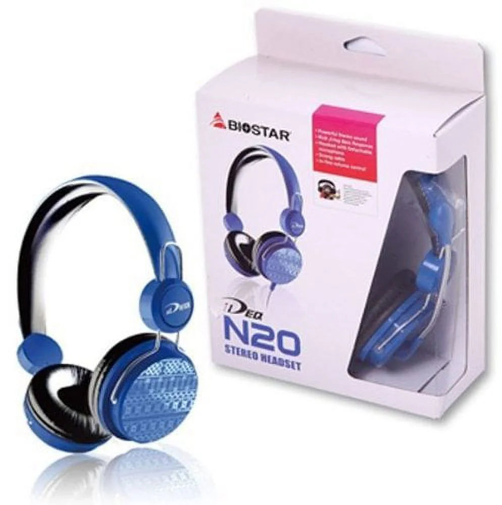 Biostar iDEQ N20 Supraural 3.5mm Stereo Headset with Mic (Blue)