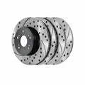 Teledu Front & Rear Drilled Slotted Brake Rotors Black Set of 4 For Honda Civic 1.8L