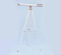 Nautical Floor Standing Nickel With White Leather Griffith Astro Telescope 55
