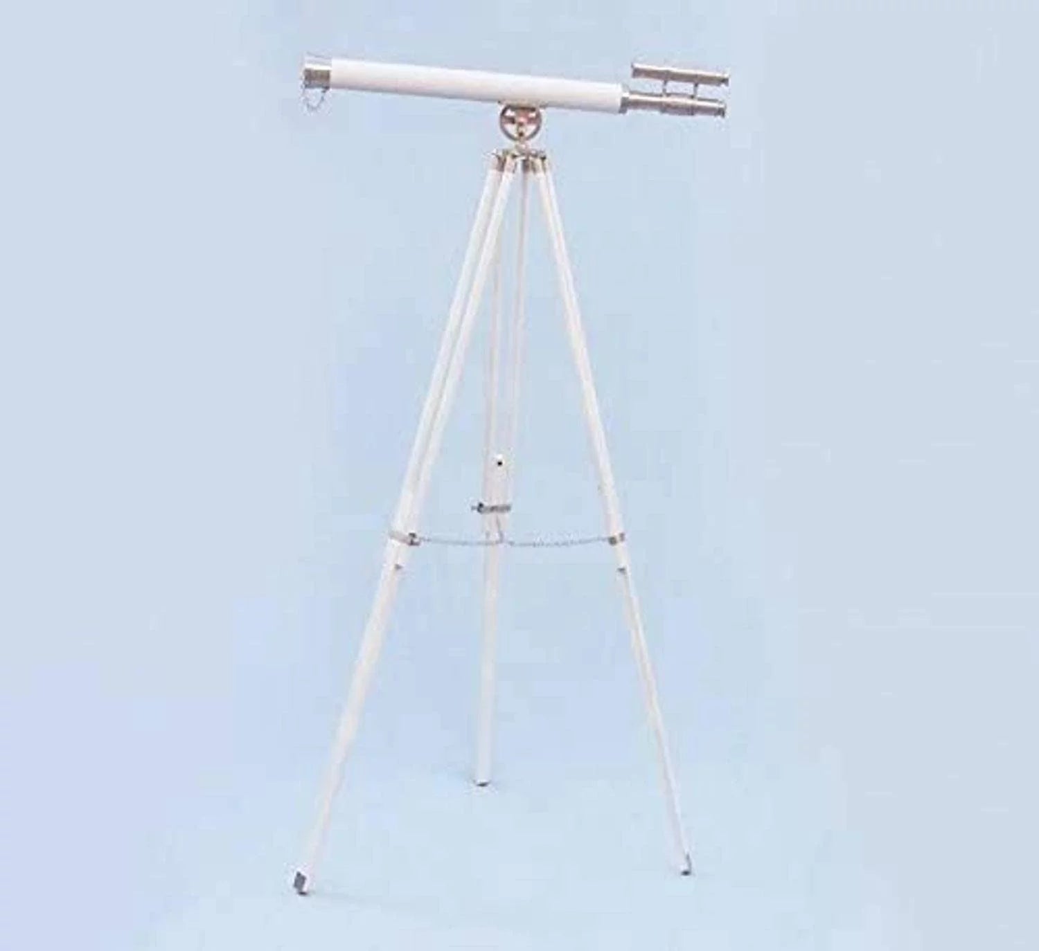 Nautical Floor Standing Nickel With White Leather Griffith Astro Telescope 55