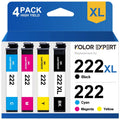222XL Ink Cartridge for Epson 222XL 222 Ink for Epson Expression Home XP-5200, Workforce WF-2960 Printers (Black, Cyan, Magenta, Yellow)