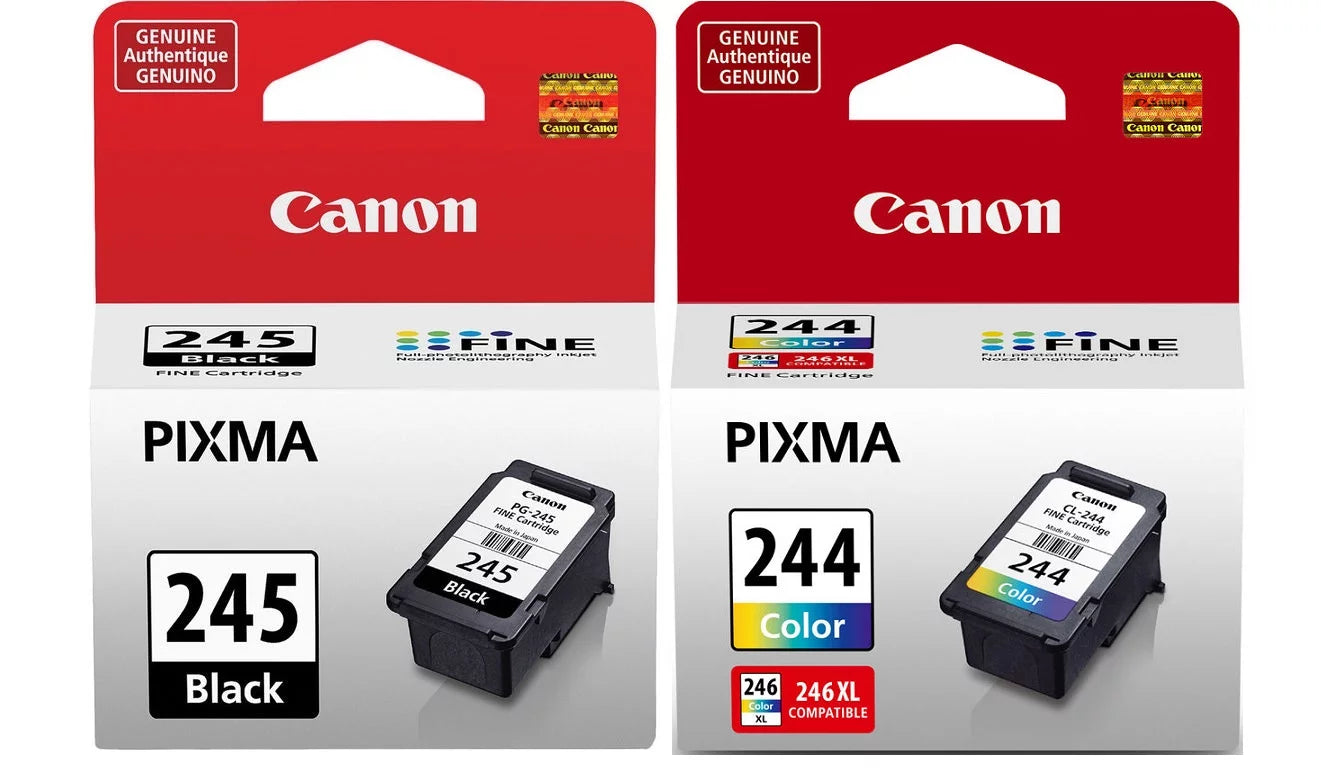 Genuine Canon PG-245 Black Ink Cartridge and Canon CL-244 Color Ink Cartridge