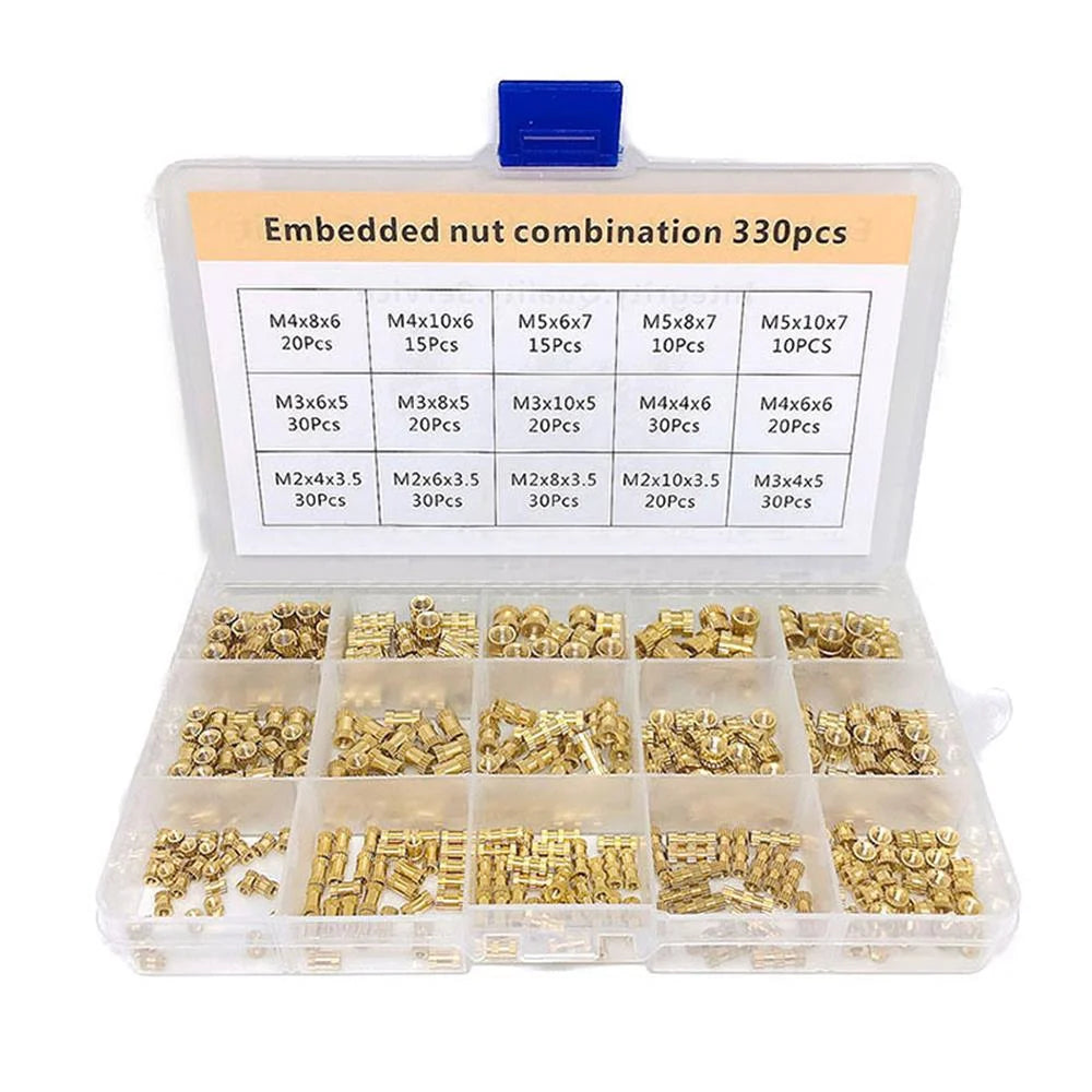 OWSOO 330pcs Embedded Screw Combination Copper Screw M2//M4M5 Brass Knurled Round Molded-in Insert Screw Packed in Organizer Box
