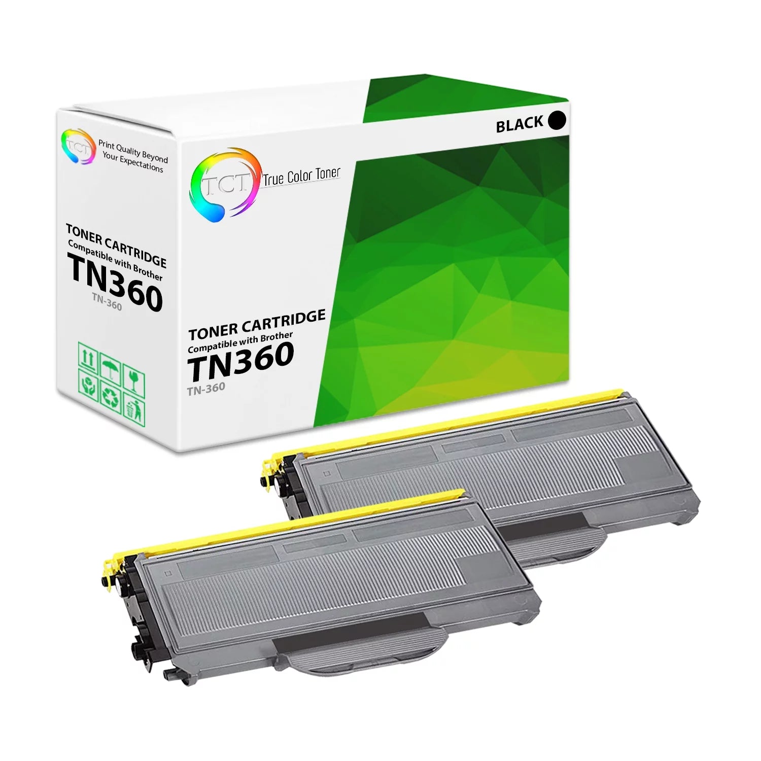TCT Compatible Toner Cartridge Replacement for the Brother TN360 Series - 2 Pack Black