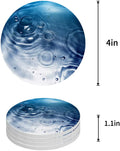 KXMDXA Blue Water Ripple Set of 6 Round Coaster for Drinks, Absorbent Ceramic Stone Coasters Cup Mat with Cork Base for Home Kitchen Room Coffee Table Bar Decor