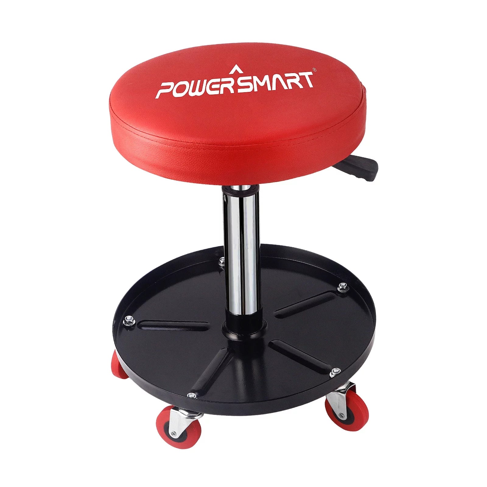 PowerSmart 300-pound Capacity Rolling Mechanic Stool - Adjustable Height, Pneumatic Creeper Garage/Shop Stoolwith Wheels,PS1101,RED