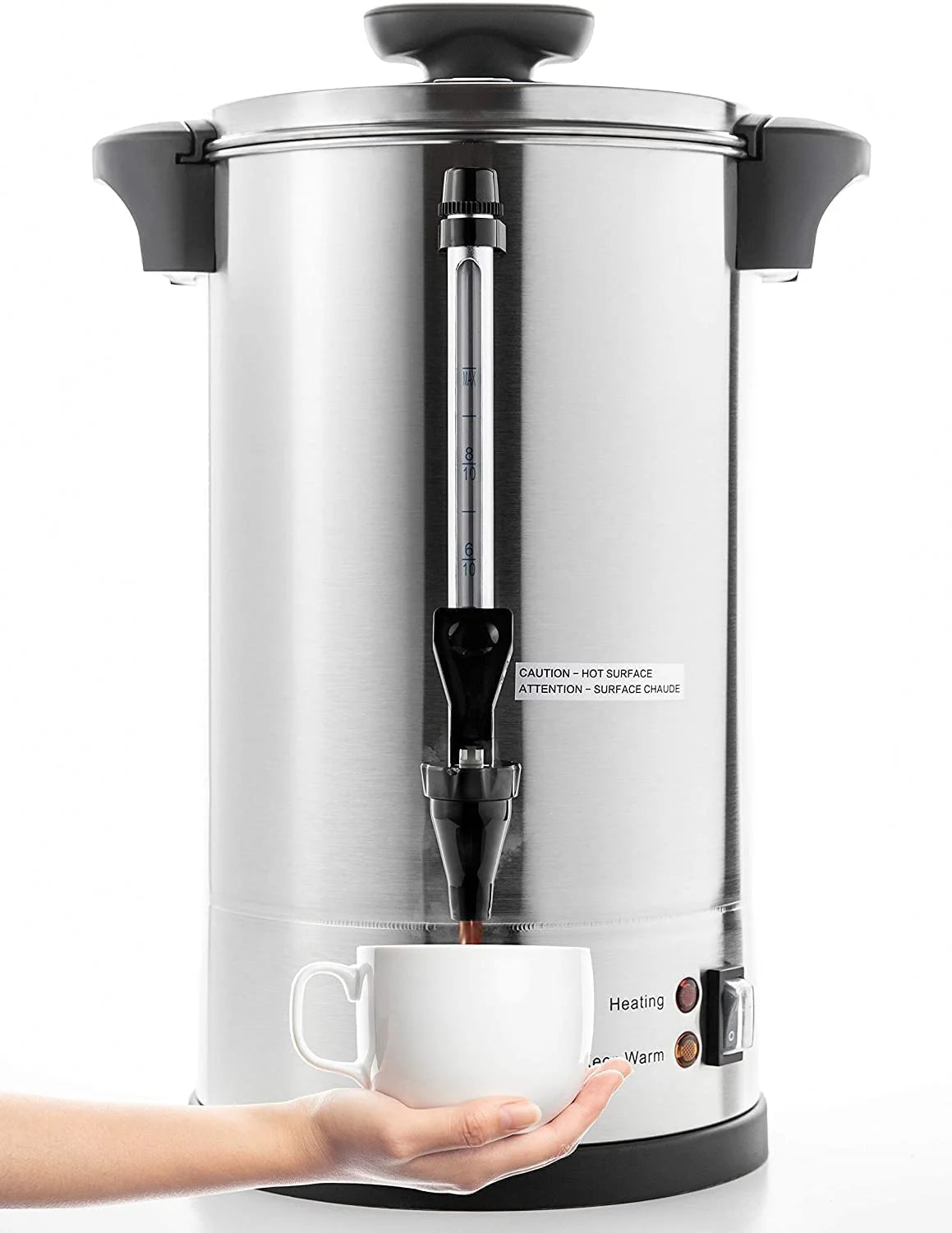 durable SYBO 2022 Upgrade SR-CP100B Commercial Grade Stainless Steel Percolate Coffee Maker Hot Water Urn for Catering  100-CUP 16 L  Metallic