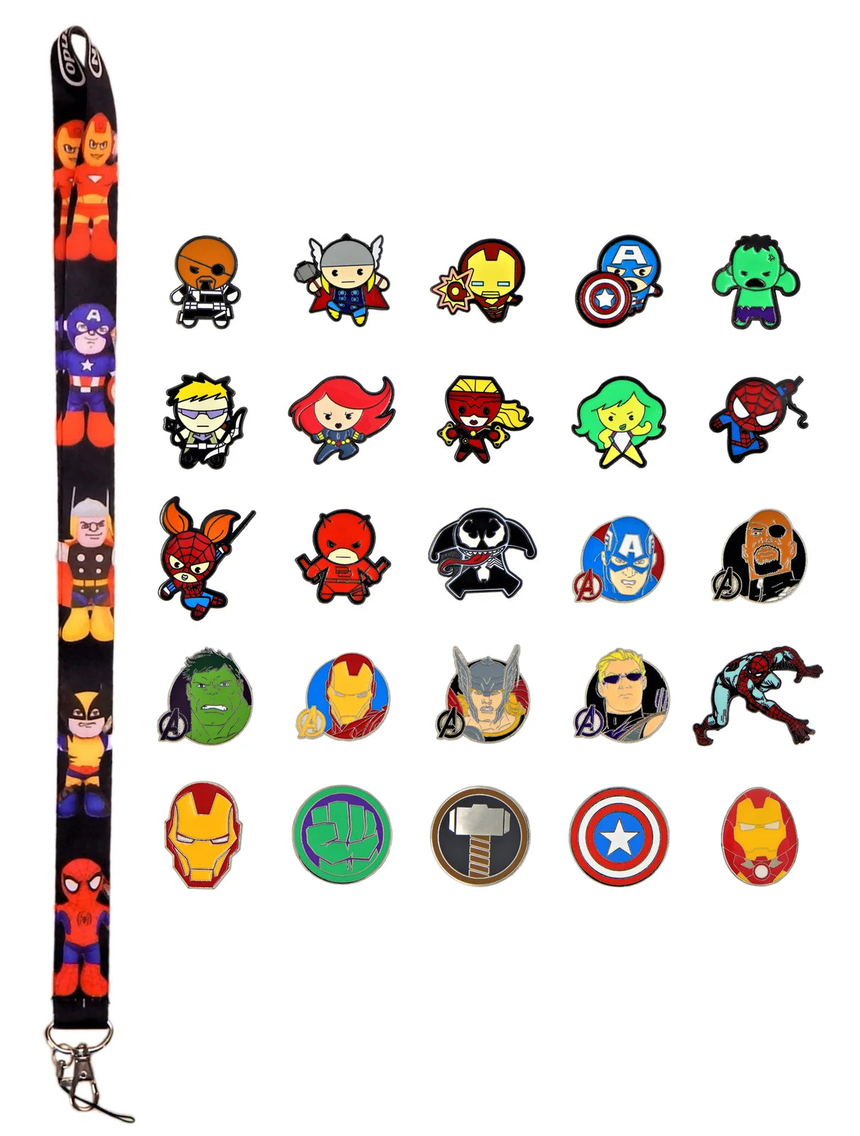 Marvel Avengers Theme Nintendo Lanyard Starter Set w/ 5 Disney Trading Pins New