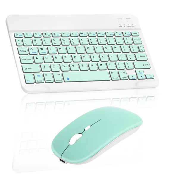 Rechargeable Bluetooth Keyboard and Mouse Combo Ultra Slim Full-Size Keyboard and Ergonomic Mouse for Microsoft Surface Duo and All Bluetooth Enabled Mac/Tablet/iPad/PC/Laptop - Teal