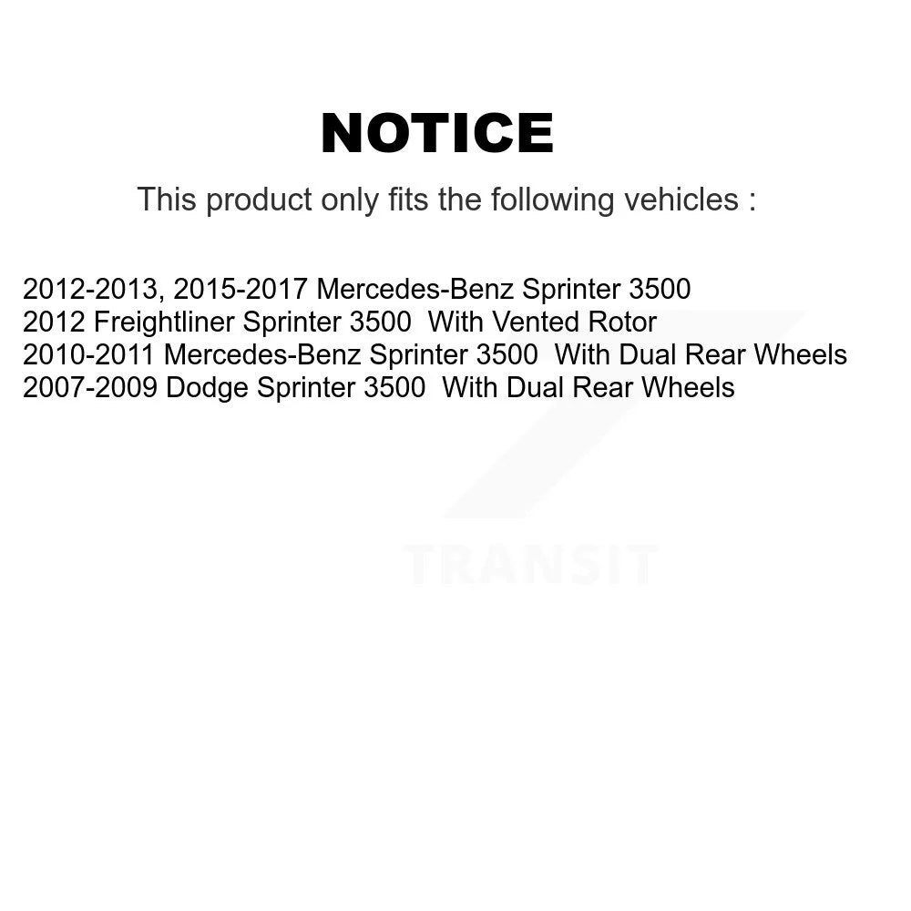 Transit Auto Rear Disc Brake Caliper Coated Rotors And Ceramic Pads Kit For Sprinter 3500 Mercedes-Benz Dodge Freightliner KCG-100074T