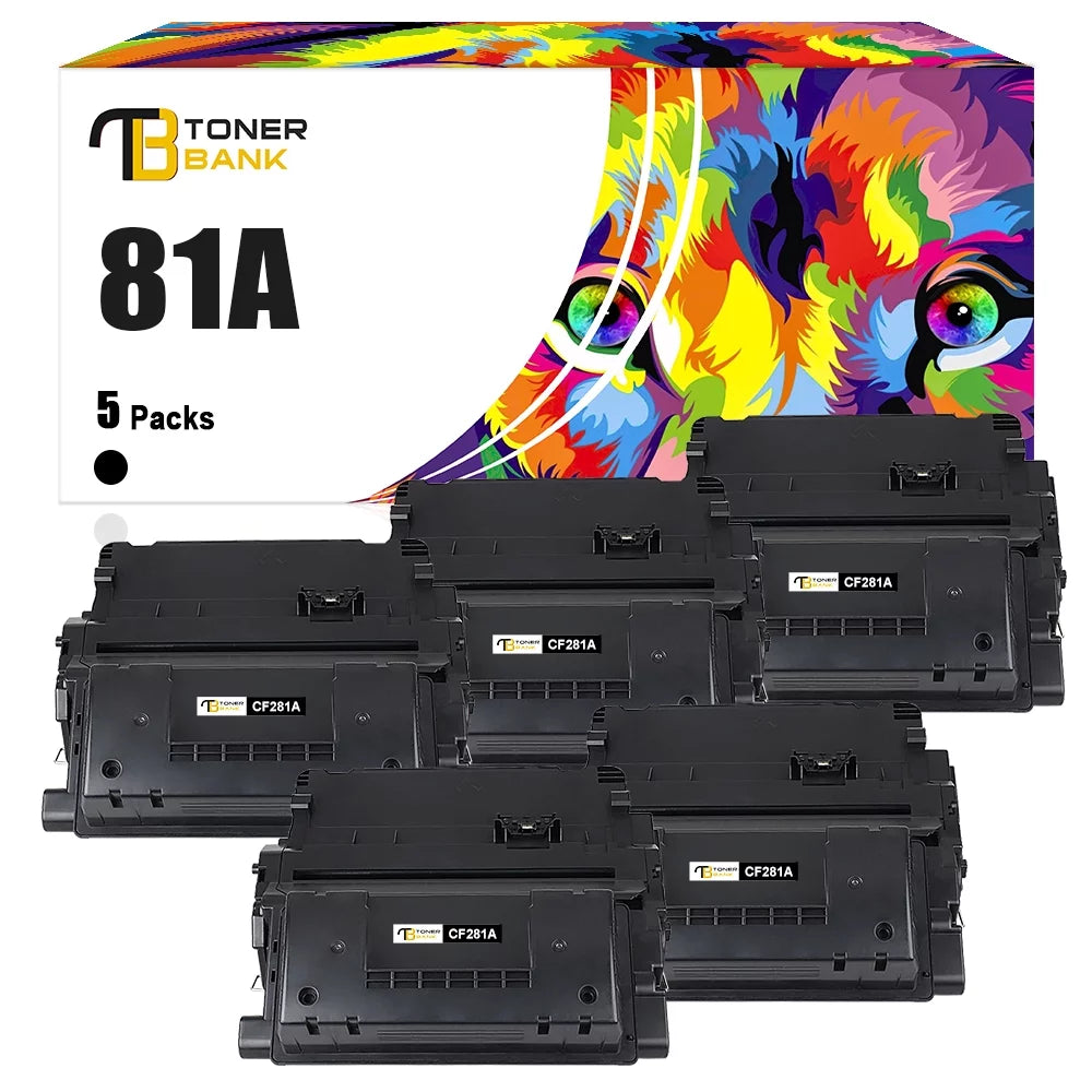 Toner Bank 5-Pack Compatible Toner for HP CF281A 81A CF281X 81X LaserJet Enterprise MFP M630 M605 M604 M606 M630dn (Black)