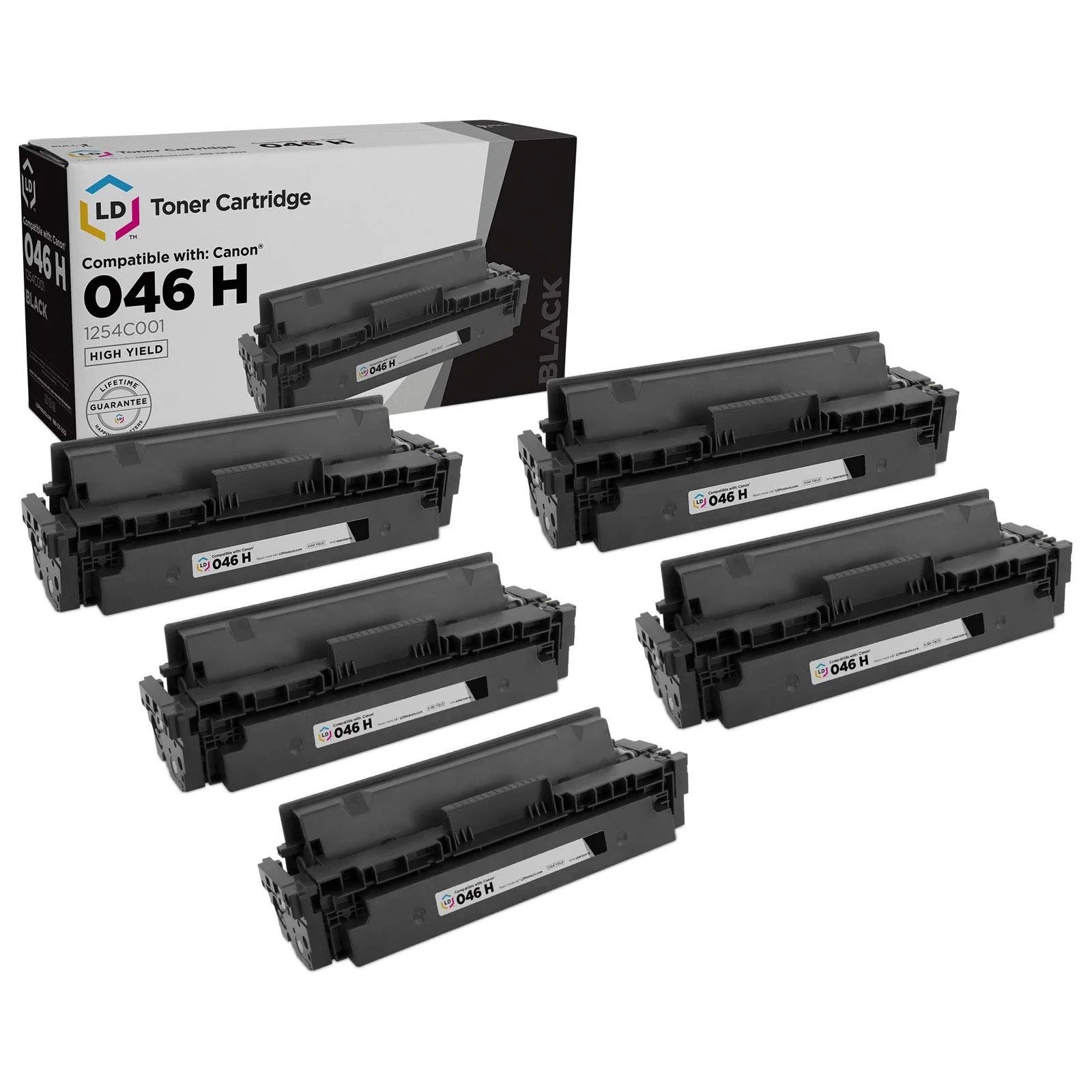 LD Compatible Toner Cartridge Replacement for Canon 046H 1254C001 High Yield (Black, 5-Pack)