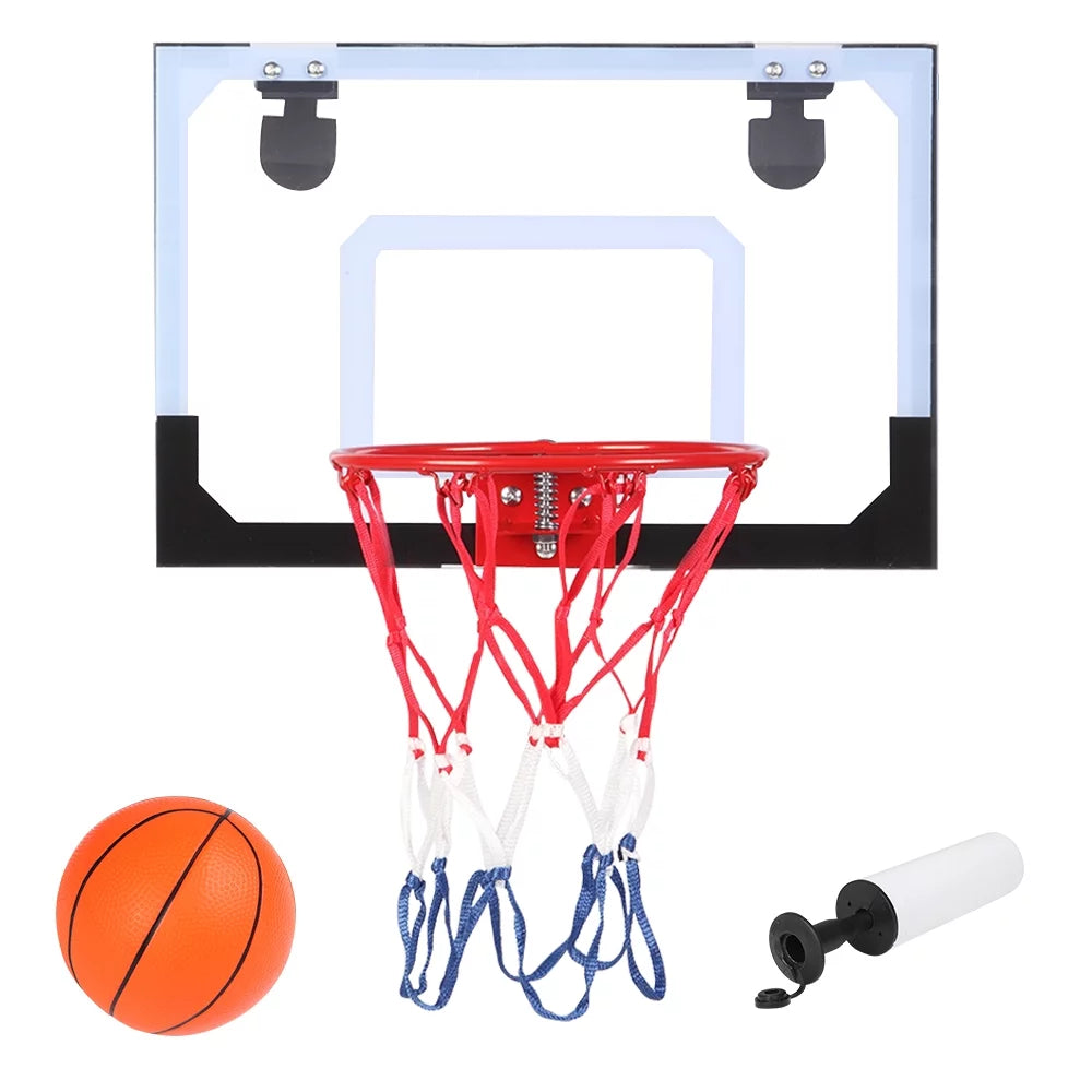 Ktaxon Clear Miniature Basketball Backboard Wall-Mount Hoops and Goals with Ball and Pump (Needle is contained into the air pump)